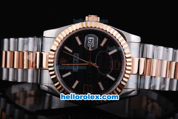 Rolex Datejust Automatic with Rose Gold Case and Black Dial - Click Image to Close